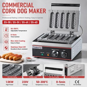 Gaufrier à bulles pour Hot-Dog 5 pièces 1500W, <span class=keywords><strong>machine</strong></span> à gaufres/snack en acier inoxydable - Product Image 1
