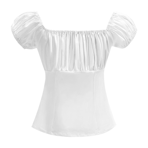 Maglietta Estiva da Donna con <span class=keywords><strong>Spalle</strong></span> <span class=keywords><strong>Scoperte</strong></span>, Manica Corta in Cotone, Stile Retrò Anni '50 e '60, Top Vintage - Product Image 4