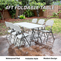 Table pliante portable et étanche de 1,20 m, blanche, rectangulaire, en plastique, pour l'extérieur, mobilier pliable pour banquets, traiteur, repas, camping