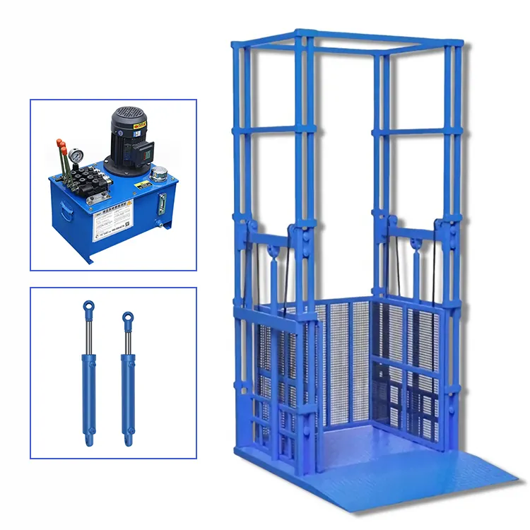 1ton Small Freight Elevator For Loading Basement Hydraulic Goods Lift Warehouse Freight Elevator Vertical 1000kg Cargo Lift