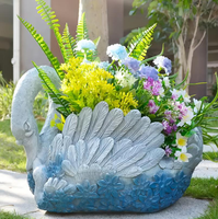Moules de sculpture en forme de cygne pour pot de fleurs avec doublure en silicone et coque en FRP, moules durables et fiables pour la décoration extérieure de jardins et d'hôtels