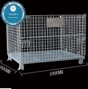 Cage de stockage pliable et empilable galvanisée robuste