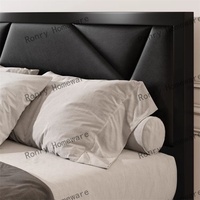 Lit double en métal pour chambre à coucher moderne avec tête de lit plateforme cadre de lit base grand lit en métal