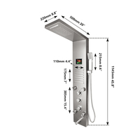Colonne de douche LED effet pluie en acier inoxydable avec mitigeur de salle de bain finition chromée, jets de massage et surface brossée, ensemble de pulvérisation pluie