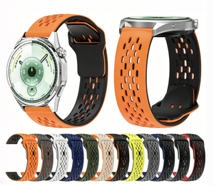 Correa de Reloj de Silicona Transpirable de Dos Tonos con Estampado de Leopardo para <span class=keywords><strong>Huawei</strong></span> <span class=keywords><strong>Watch</strong></span> GT4 GT5 GT6 18mm 20mm 22mm, Correa de Repuesto Deportiva - Product Image 3