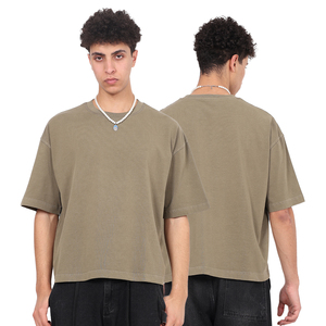 T-Shirt da <span class=keywords><strong>Uomo</strong></span> Personalizzate Lavate 100% Cotone Girocollo Oversize Stile Streetwear Effetto Vissuto Vestibilità Ampia - Product Image 2