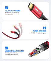 Kabel Data USB 3.2 A To USB-C M/M 3.1 Gen 2 10Gbps kustom pabrik untuk Hard Drive SSD eksternal