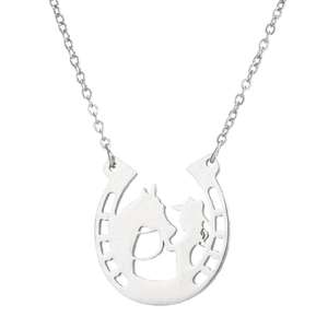 Stile semplice in acciaio inossidabile collana a ferro di <span class=keywords><strong>cavallo</strong></span> per le signore Cowboy <span class=keywords><strong>cavallo</strong></span> ciondolo Link <span class=keywords><strong>gioielli</strong></span> di moda classica per il vestito da festa - Product Image 2