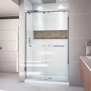 Cheaper Price Aluminum Framed Shower Door Double Sliding Bathroom Glass Shower Screen