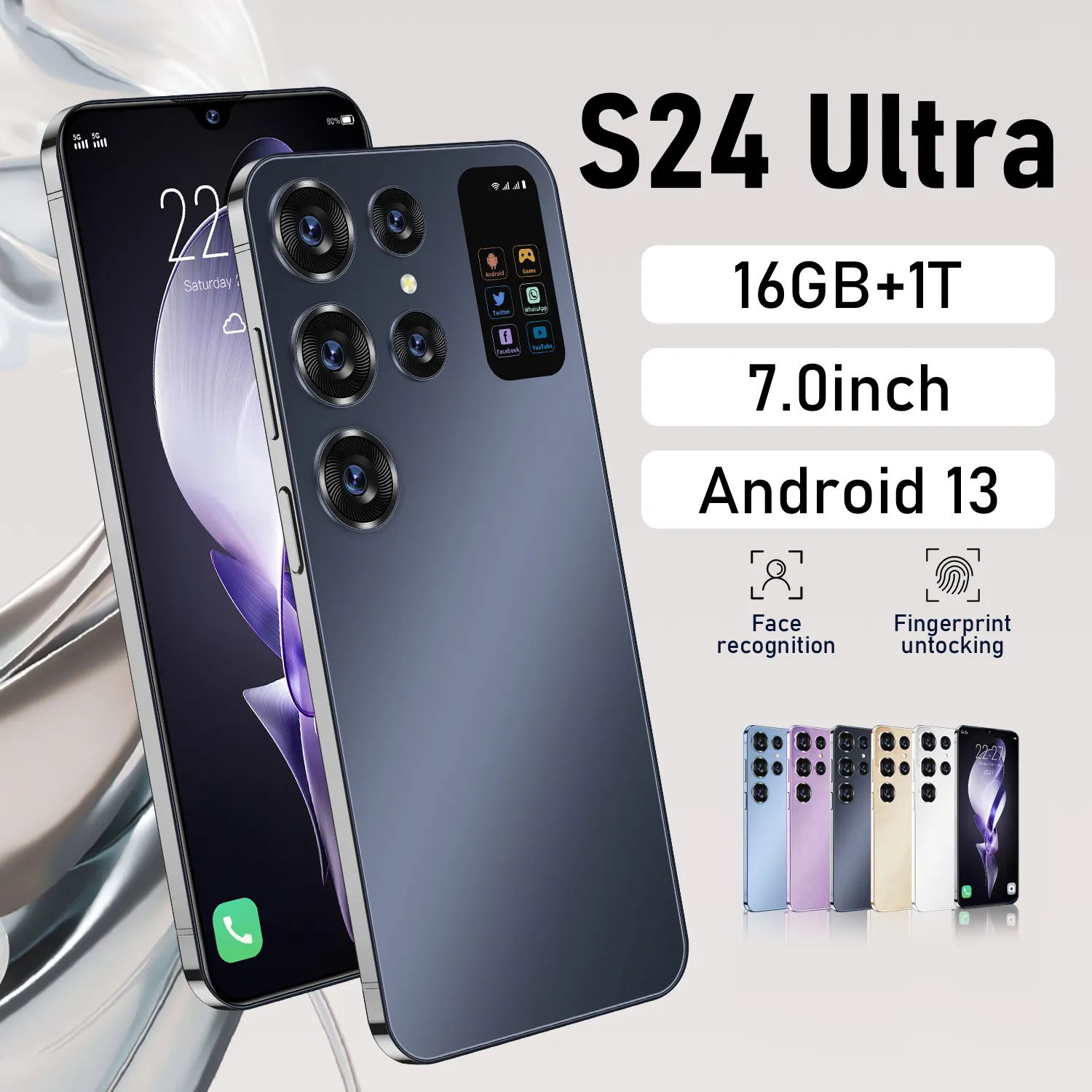 2024 S24 Ultra teléfono móvil Original 16GB + 512GB Smartphone 7 pulgadas desbloqueado tarjeta dual 5G teléfonos Android 13,0 teléfonos móviles