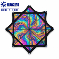 Foulard carré en coton rotatif Talent Show Flow Star, imprimé réactif aux UV, pour la mode, les spectacles, la scène, les soirées rave, type foulard de scène et Flyper