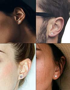 Pendientes geométricos de acero inoxidable, tuerca de Corazón, Cruz, estrella, triángulo, Bola de Luna, disco de Circonia cúbica, tornillo pequeño, pendiente de tuerca trasero plano - Product Image 4