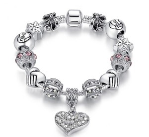 <span class=keywords><strong>Femme</strong></span> moderne argent charme <span class=keywords><strong>bracelet</strong></span> en cristal <span class=keywords><strong>bracelet</strong></span> coeur - Product Image 1