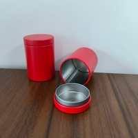 Petite boîte ronde rouge en métal, diamètre 47 mm x hauteur 66 mm, pour aliments, feuilles de thé, bonbons, cadeaux, jouets, cosmétiques