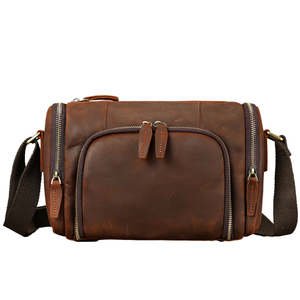 Bolso Bandolera Cruzado de Cuero Crazy Horse Vintage de Grano Completo para Hombre, Impermeable, Duradero, con Correa Ajustable - Product Image 1