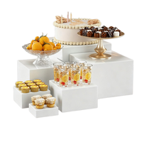 Présentoir carré en acrylique blanc, ensemble de 6 pièces, pour gâteaux, desserts et fruits, idéal pour mariages et anniversaires