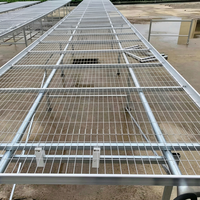 Grande table de culture mobile à un seul niveau en maille avec roulettes pour serre hydroponique et pépinière