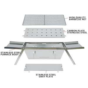 Thép không gỉ gấp thịt nướng di động dễ dàng lưu trữ than nướng cho cắm trại nấu ăn ngoài trời - Product Image 3