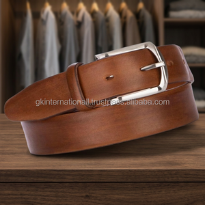 Wholesale Custom Brown Premium Finish Top Grain Leather casual belt for men stylish <b>silver</b> buckle - Product Image 1