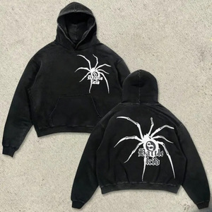 เสื้อฮู้ดผ้าฟลีซแบบสวมใส่สบายสำหรับฤดูหนาว ทรงปกติ ล้างสีแบบแอซิด หนานุ่ม เหมาะสำหรับลายตัวอักษร - Product Image 3