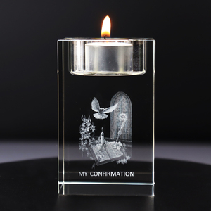 Portacandele a luce da tè in cristallo centrotavola votiva per candelabri 3D con incisione Laser per natale - Product Image 4