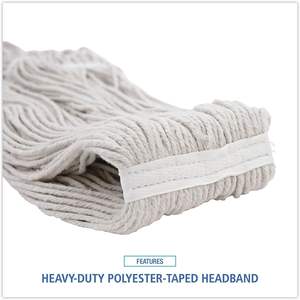 Boardwalk BWK424CEA 24 Oz. Tête de balai serpillère en coton Pro Loop Web/Tailband Wet Mop Head blanc - Balai de haute qualité pour le nettoyage - Product Image 6