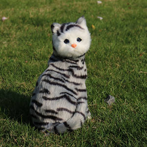 Juguete de peluche de gato con cabeza inclinable realista con voz-Accesorio de película realista, compañero de Mascota, decoración del hogar (Blanco/Negro/gris/jengibre) - Product Image 4