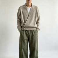 Pull en tricot rétro polyvalent et personnalisé Lin, design élégant, col montant, cardigan, manteau en fourrure pour homme