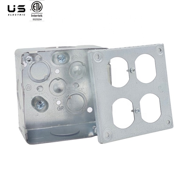 CETL Certified 4" Square Two Duplex Electrical Wall Surface Cover Raised Switch Outlet Metal Double Duplex Receptacle Plate