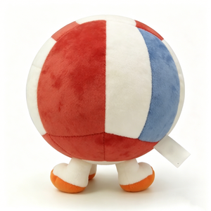 Peluche Personalizado Rojo, Blanco y Azul con Ojos Grandes, Extremidades y Patas Naranjas, Juguete de Peluche de Voleibol con Extremidades - Product Image 2