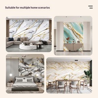 Panneaux muraux 3D autocollants en mousse XPE, motif marbre doré européen, aspect carrelage brillant, imperméables, pour salon