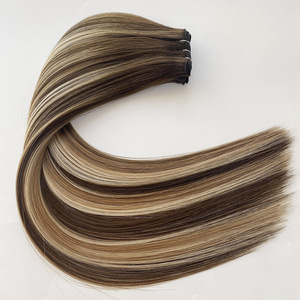 Extensions de <span class=keywords><strong>cheveux</strong></span> Remy brésiliens 100% de haute qualité, tissage double machine, couleur piano mèches blond miel et marron mélangé, vente en gros - Product Image 5