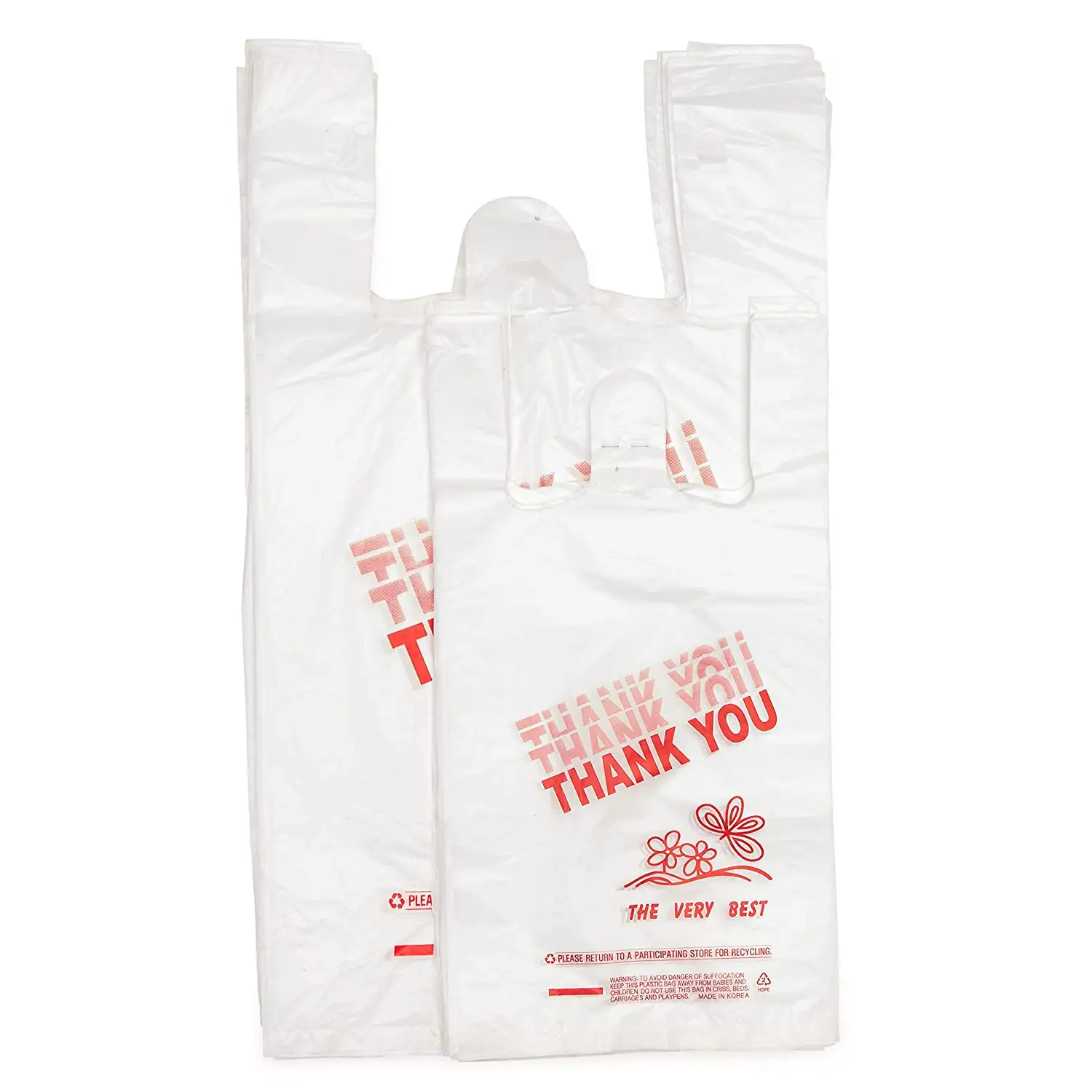 (1000 unités) Emballage alimentaire en plastique pour gilet (11.5 "x 6.5" x 21 ") Merci T-shirt Sac à provisions pour faire du shopping en vrac