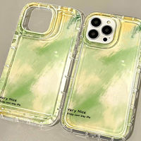 Coque souple style peinture à l'huile verte dégradée pour iPhone 15 Pro Max, Apple 14/13 Pro Phone Case