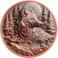 Pièce de collection en cuivre pur 999 de qualité supérieure, ultra haute relief, motif loup, ronde, 1 Troy oz, commande personnalisée en gros