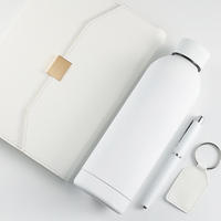 Coffret Cadeau Carnet à Feuillets Mobiles en PU, Stylo Thermos et Bouteille d'Eau en Acier Inoxydable, Personnalisable avec Logo et Couleur pour Promotion d'Entreprise