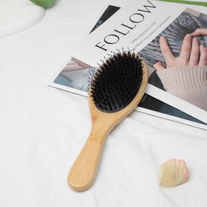 Cepillo de Pelo de Bambú Natural de Bolsillo, Mini Cepillo de Masaje con Cerdas de Bambú, Cepillo Desenredante Pequeño de Viaje, Cepillo de Pelo de Bambú para Bebés y Niños - Product Image 1