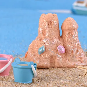 Decoração de aquário paisagem da praia, escultura de areia para crianças, castelo, verão em miniatura