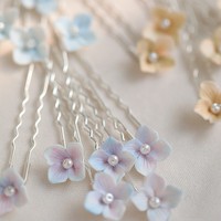 Épingles à cheveux en céramique de style européen simple petite fourchette à cheveux romantique fourchette à perles de fleur de mariée