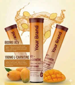 OEM ACV 600mg with L-Carnitine 100mg Effervescent Tablets <b>Metabolism</b> and Weight Management Support, Mango Flavor 20 Tablet Pack - Product Image 5
