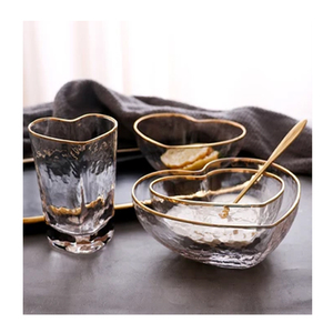 Bols en verre <span class=keywords><strong>cristal</strong></span> sans plomb avec bordure dorée pour les hôtels, les restaurants et les lunes <span class=keywords><strong>de</strong></span> miel. Anniversaires. - Product Image 1