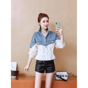 เสื้อแจ็กเก็ตยีนส์สีน้ำเงินสำหรับผู้หญิงอเนกประสงค์, เสื้อแจ็กเก็ตยีนส์สีน้ำเงินกระดุมซักด้วยเทคนิคเสื้อลำลองแขนปกติเสื้อสั้น2025ฤดูใบไม้ร่วงฤดูหนาว - Product Image 6