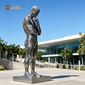 Scultura in Acciaio Inossidabile Lucidato a Specchio, Statua Astratta con Figura che Scompare per Giardini e Piazze, Dimensioni Personalizzabili - Product Image 3
