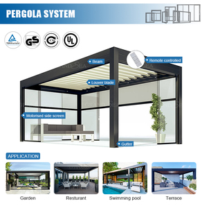 Pérgola Bioclimática Retráctil de Aluminio con Techo de Láminas, Diseño Exterior, Eléctrica, Impermeable, Blanca, para Patio - Product Image 5