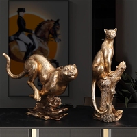 Figurine de lion de la couronne de la faune en pierre de résine de 36cm et 14 "personnalisée, sculpture de statue du roi de la forêt de 27cm, décoration de la maison