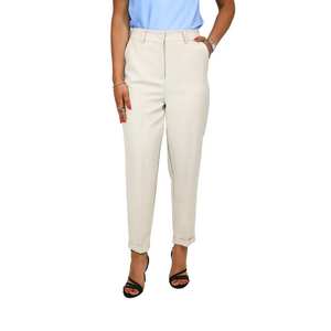 Pantalon beige taille haute à jambe droite pour femme, idéal pour le bureau - Product Image 2