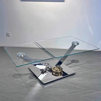 Personnalisé lumière luxe moderne Villa salon verre trempé télescopique Table basse Art engrenage machines métal usage domestique