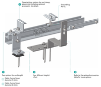 Accessoires solaires en gros, fournis directement d'usine : Serre-câble intermédiaire pour rail en aluminium, Fixation en L pour toit métallique, Anodisé
