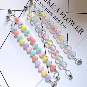 Trendy Love Bowknot Bead Bracelet Creative Handmade Acrylic Beaded Phone Case Jewelry Cell Phone Anti-Drop Chain for Women Girls