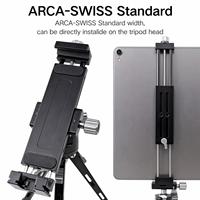 Support de trépied pour tablette et smartphone de grande taille, pince réglable pour tablette et téléphone iPad de 5,3 à 13,2 pouces avec trous filetés de 1/4 pouce